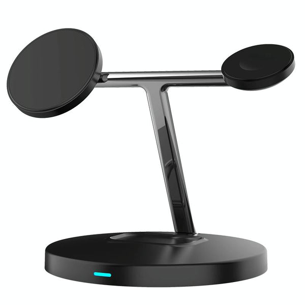 3 In 1 Magnetic Wireless Charger For Mobile Devices Black Chargers & Cradles