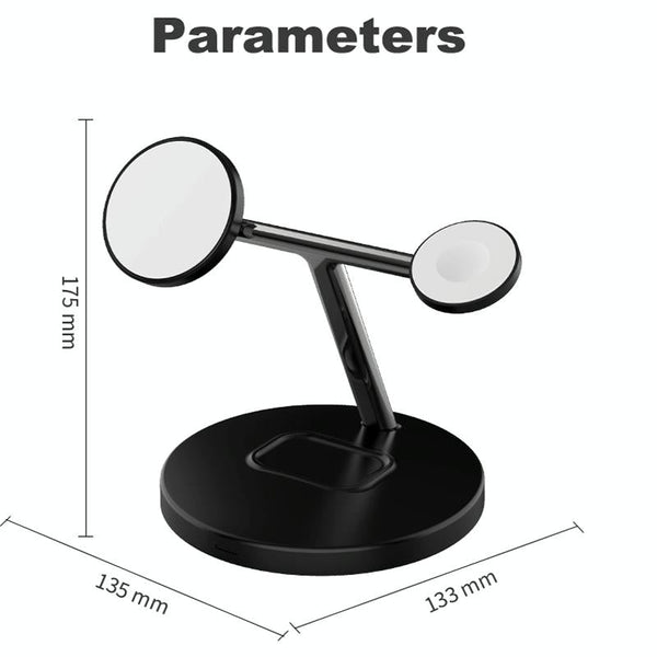 3 In 1 Magnetic Wireless Charger For Mobile Devices Black Chargers & Cradles