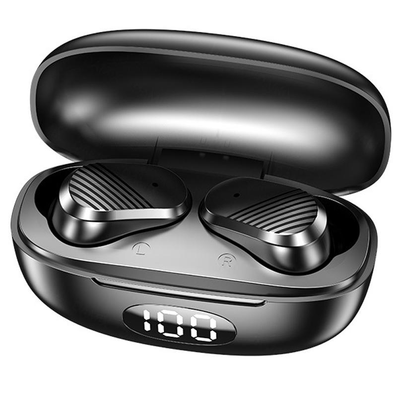 Wireless In Ear Gaming Earphones With Digital Display Black Earbuds