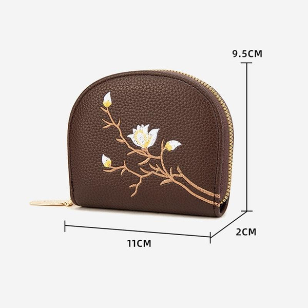 Large Capacity Semicircular Embroidery Id Card Holder Black Business Card Holders