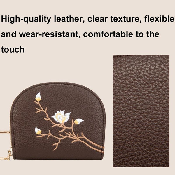 Large Capacity Semicircular Embroidery Id Card Holder Black Business Card Holders