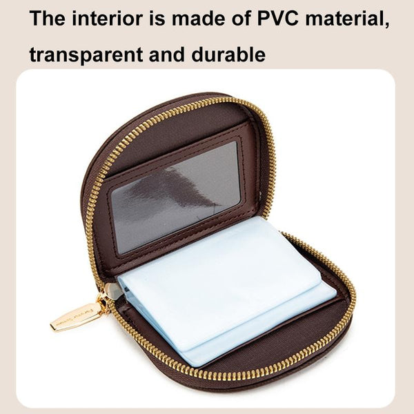 Large Capacity Semicircular Embroidery Id Card Holder Black Business Card Holders