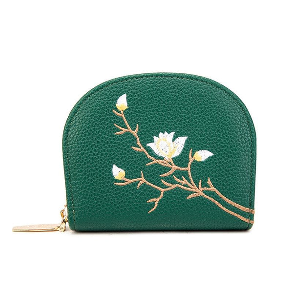 Large Capacity Semicircular Embroidery Id Card Holder Black Business Card Holders