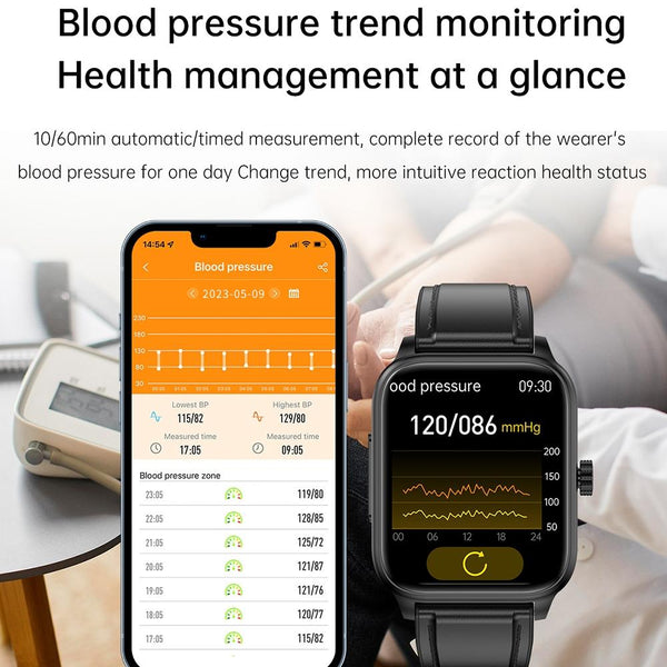 1.91 Inch Ip67 Waterproof Silicone Band Smart Watch Support Ecg / Non Invasive Blood Glucose Measurement Black Smart Watches