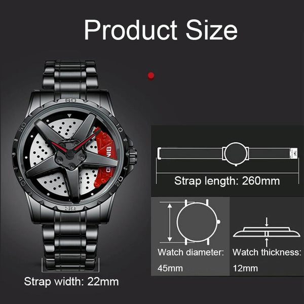 Waterproof Multifunctional Men Watch With Durable Dial Black Steel Red Watches