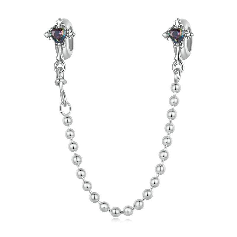 925 Sterling Silver Cross Safety Chain Bracelet Charms & Pendants