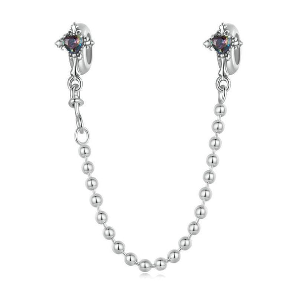 925 Sterling Silver Cross Safety Chain Bracelet Charms & Pendants