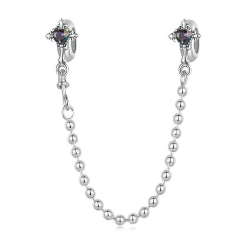 925 Sterling Silver Cross Safety Chain Bracelet Charms & Pendants