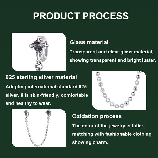 925 Sterling Silver Cross Safety Chain Bracelet Charms & Pendants