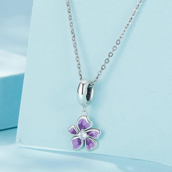 925 Sterling Silver Flower Pendant For Diy Bracelets & Purple Beads Charms & Pendants