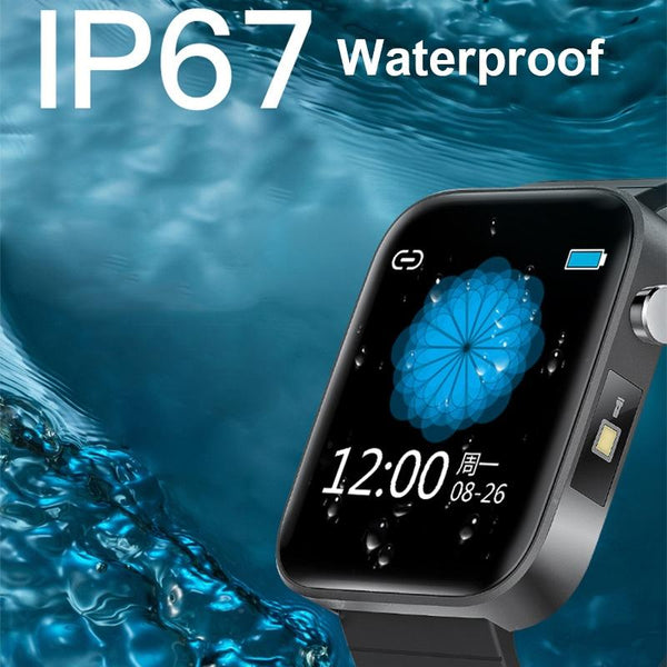 1.54 Inch Body Temperature Monitoring Smart Watch With Flashlight Function Black Smart Watches