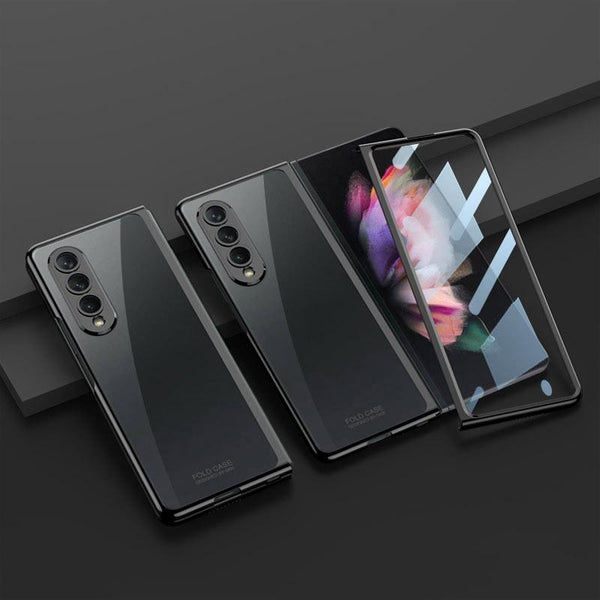 For Samsung Galaxy Z Fold4 5G Full Coverage Electroplated Glass Case Transparent Cases Covers & Skins