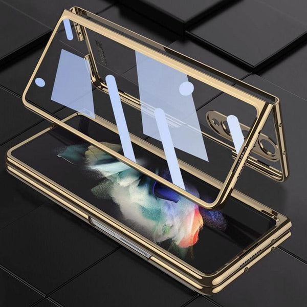 For Samsung Galaxy Z Fold4 5G Full Coverage Electroplated Glass Case Transparent Cases Covers & Skins