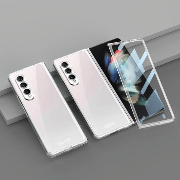 For Samsung Galaxy Z Fold4 5G Full Coverage Electroplated Glass Case Transparent Cases Covers & Skins