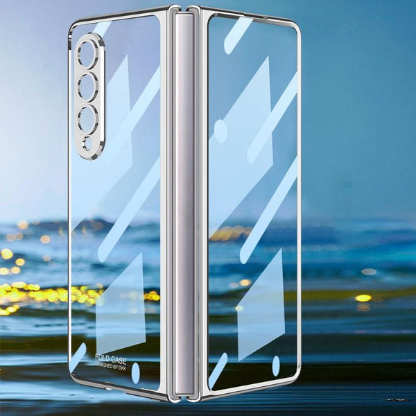 For Samsung Galaxy Z Fold4 5G Full Coverage Electroplated Glass Case Transparent Cases Covers & Skins