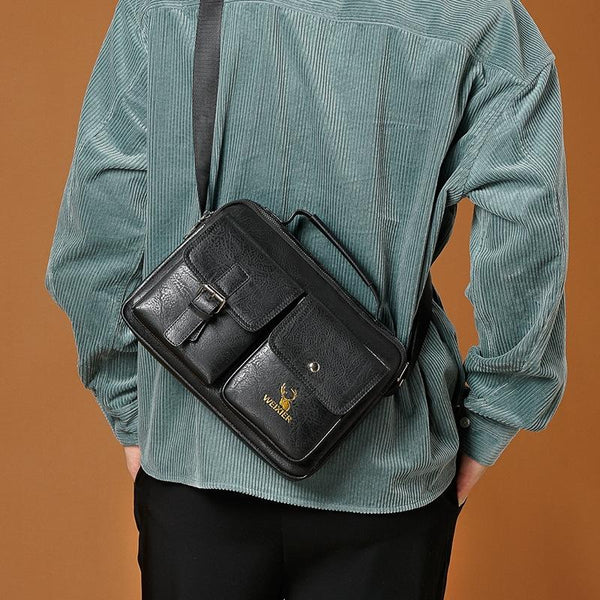 Retro Shoulder Bag For Men Large Capacity Black Bags