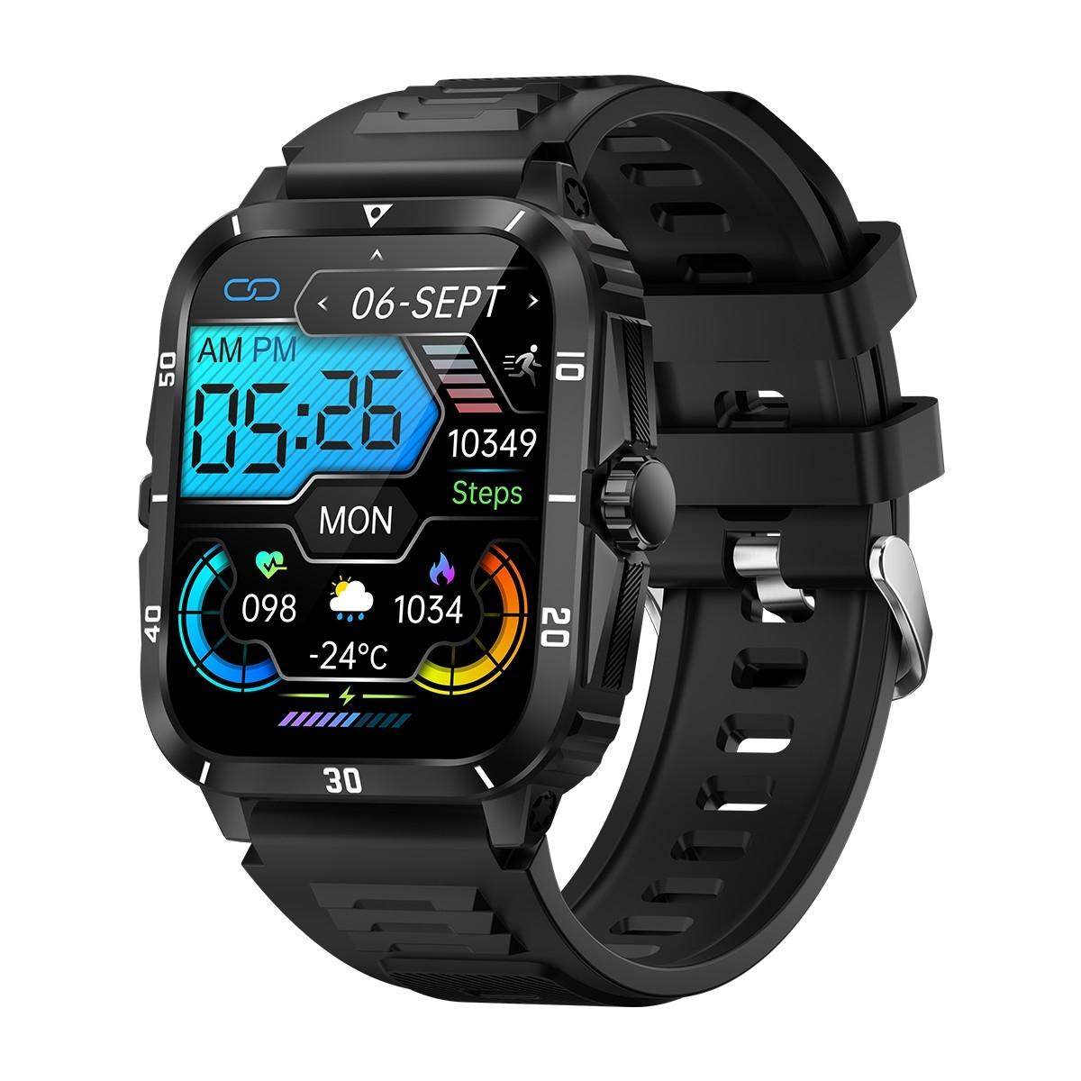 1.96 Inch Hd Square Screen Rugged Smart Watch Supports Bluetooth Calls / Sleep Monitoring Blood Oxygen Black + Silver Smart Watches