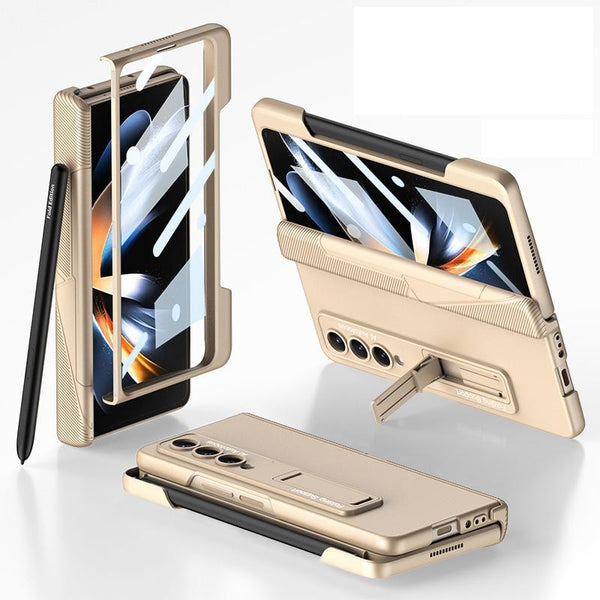For Samsung Galaxy Z Fold4 5G Foldable Phone Case With Magnetic Closure And Pen Slot Compact And Convenient Champagne Gold Cases Covers & Skins