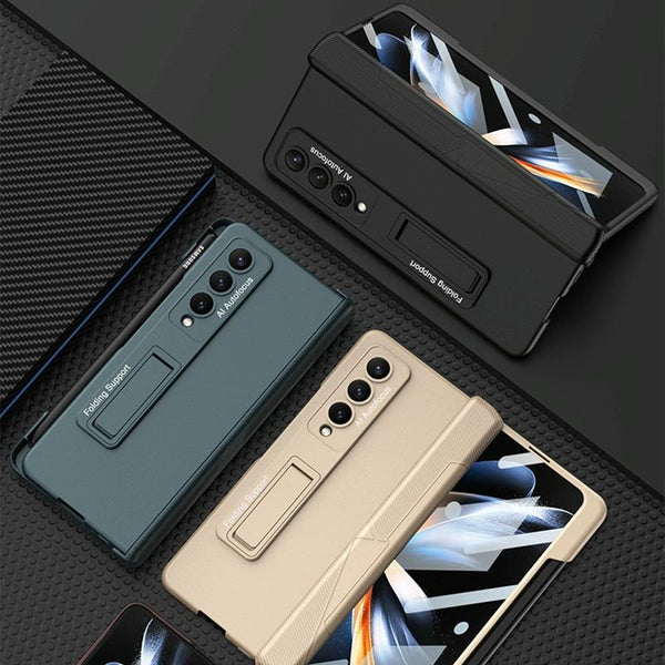 For Samsung Galaxy Z Fold4 5G Foldable Phone Case With Magnetic Closure And Pen Slot Compact And Convenient Champagne Gold Cases Covers & Skins