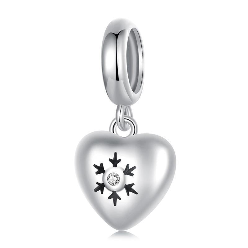 925 Sterling Silver Oxidized Snowflake Heart Diy Beads Charms & Pendants