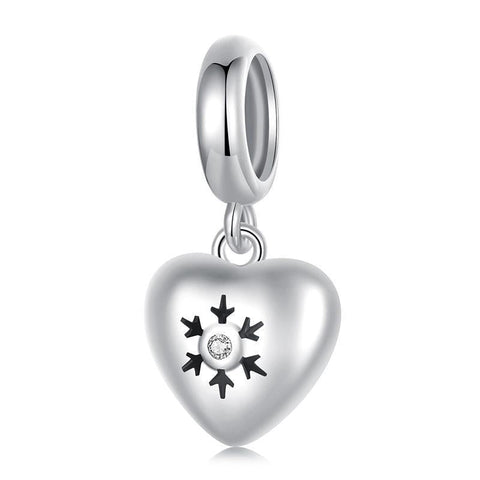925 Sterling Silver Oxidized Snowflake Heart Diy Beads Charms & Pendants