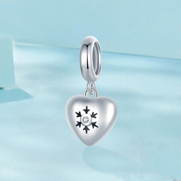 925 Sterling Silver Oxidized Snowflake Heart Diy Beads Charms & Pendants