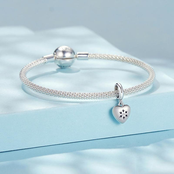 925 Sterling Silver Oxidized Snowflake Heart Diy Beads Charms & Pendants