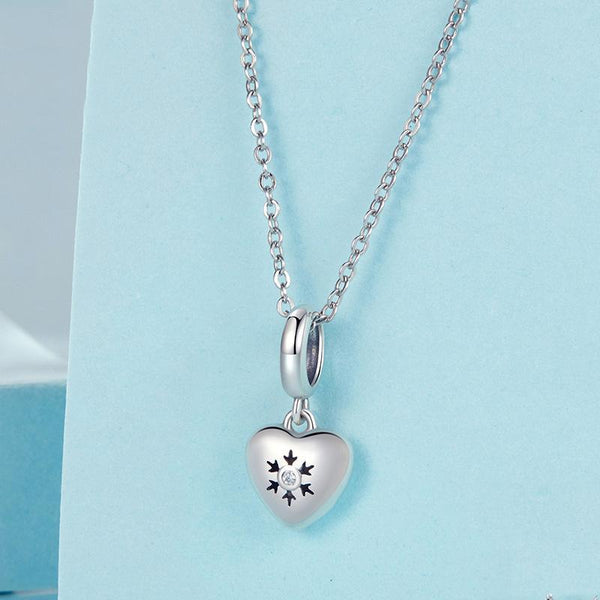 925 Sterling Silver Oxidized Snowflake Heart Diy Beads Charms & Pendants