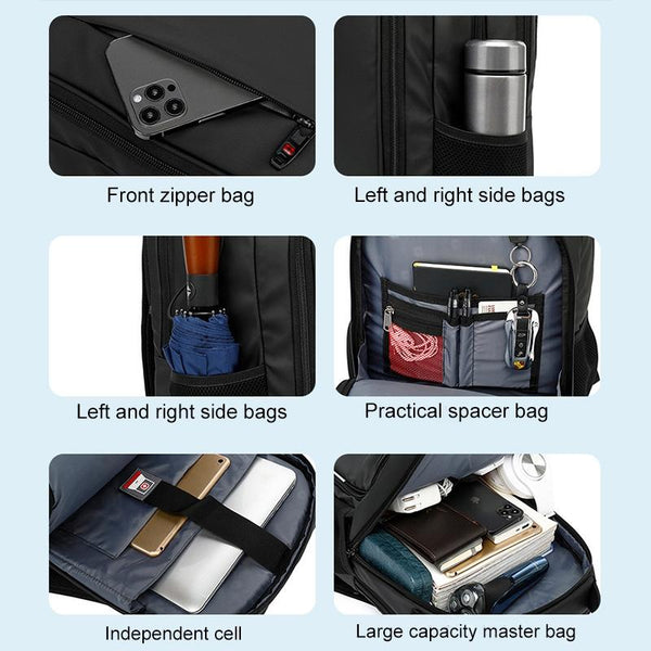 Waterproof Double Shoulder Backpack With Usb Black 17 Inch Laptop Cases & Bags