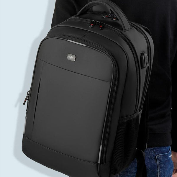 Waterproof Double Shoulder Backpack With Usb Black 17 Inch Laptop Cases & Bags