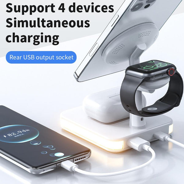4 In 1 Magnetic Wireless Charger For Iphone / Iwatch Airpods & More Black Chargers & Cradles
