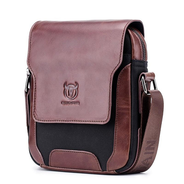 Men Leather Diagonal Shoulder Bag Multi Function Red Bags