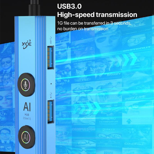 5 In 1 Usb3.0 / Type C Hub Adapter Dock Blue Usb Cables Hubs & Adapters