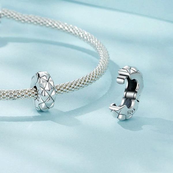 925 Sterling Silver Diy Bracelet Clip Diamond Pattern Charms & Pendants