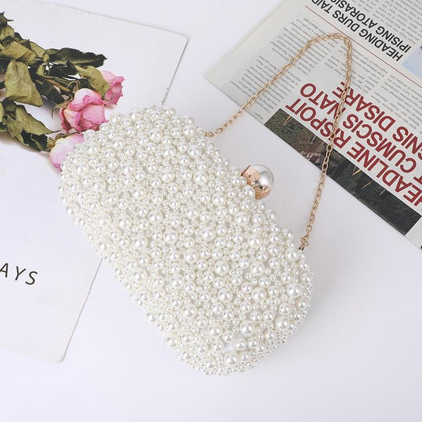 Soft Lock Pearl Evening Bag Chic Crossbody White Women's Bags & Handbags