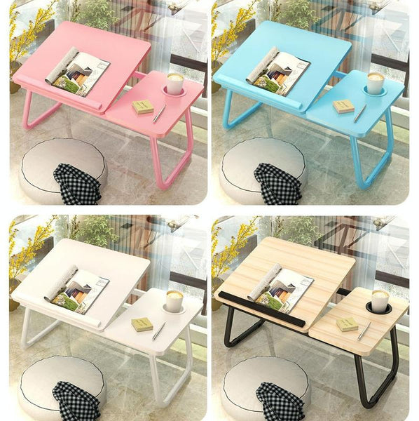 Folding Laptop Desk With Cup Holder Four Speed Lifting Table For Dorms Pink Laptop Desks