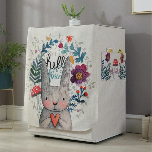 Cartoon Cotton Linen Drum Roller Washing Machine Dust Cover 83X60x60cm Size Hello Rabbit Washing Machines