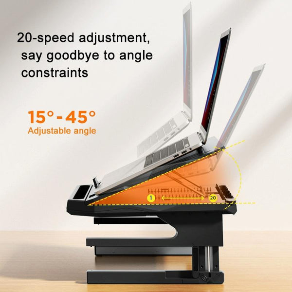 Foldable Aluminum Laptop Stand Double Layer Heightening Bracket Black Stands Holders & Car Mounts
