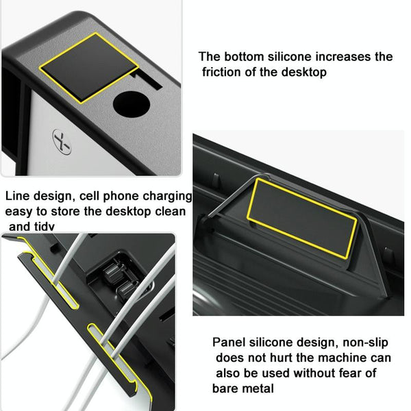 Foldable Aluminum Laptop Stand Double Layer Heightening Bracket Black Stands Holders & Car Mounts