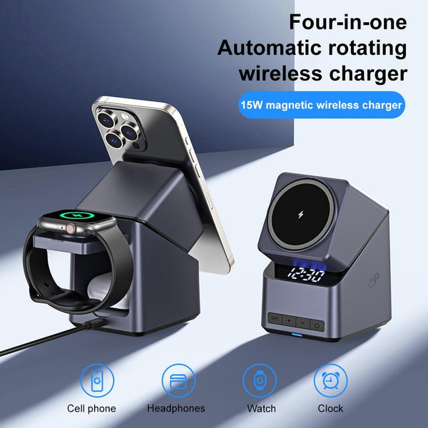 180 Rotating 4 In Magnetic Wireless Charger Grey Chargers & Cradles