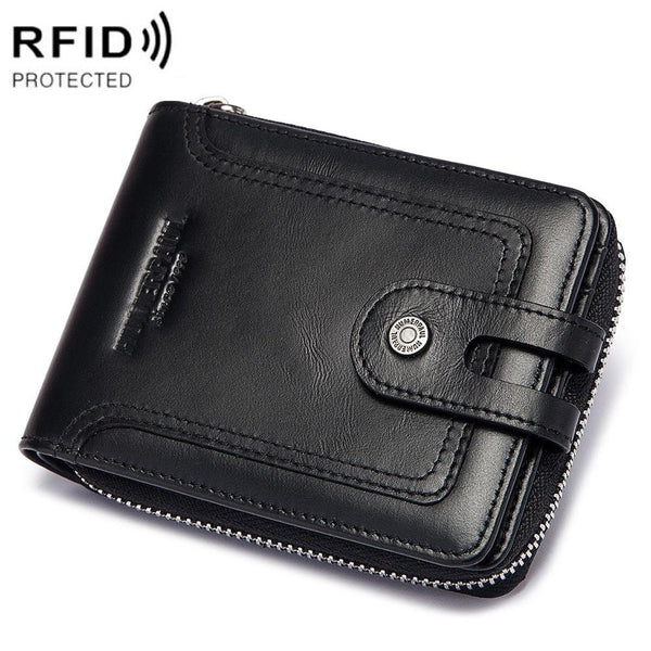 Men Leather Wallet With Rfid Protection And Coin Pocket Black Wallets