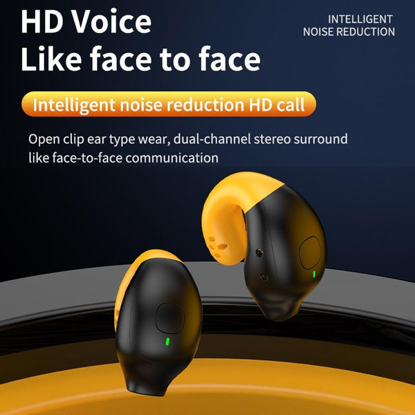 Wireless Ear Clip Bluetooth Headset With Led Display Noise Reduction Earbuds