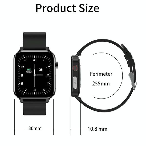 1.7 Inch Tft Color Screen Ip68 Smartwatch With Spo2 Temp Ai Diagnosis Leather Black Smart Watches