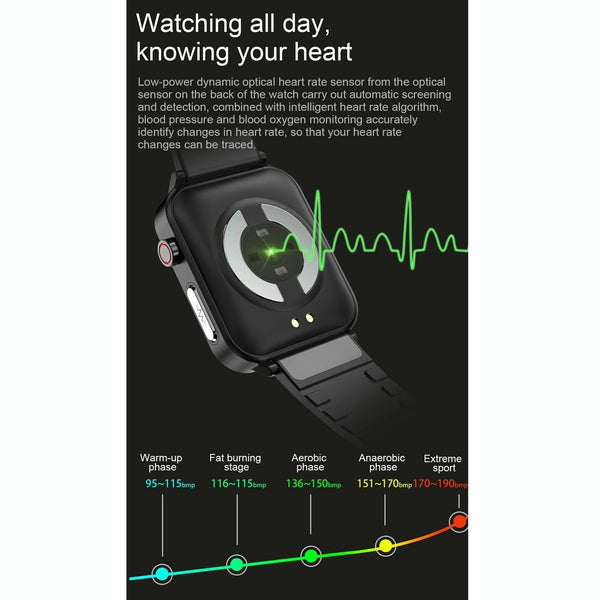 1.7 Inch Tft Color Screen Ip68 Smartwatch With Spo2 Temp Ai Diagnosis Leather Black Smart Watches