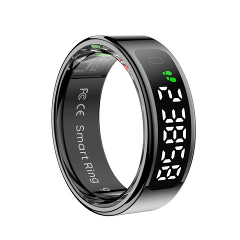 Smart Ring Heart Rate Blood Oxygen Sleep Sports Size 8 Black Activity Trackers