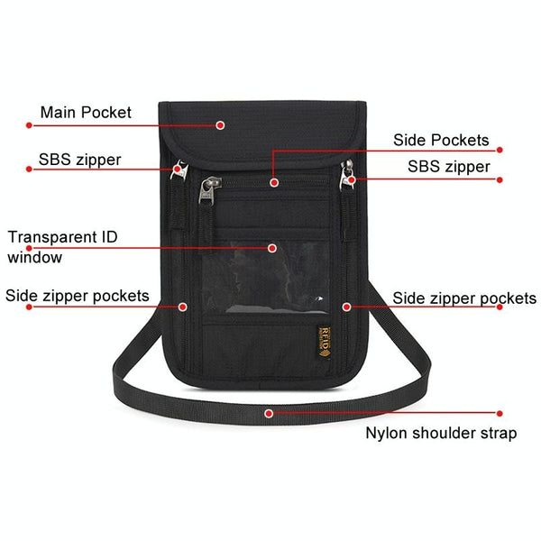 Secure Neck Bag For Passport And Phone Multi Functional Black Other Travel Accessories