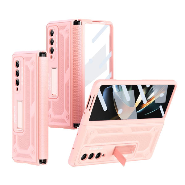 For Samsung Galaxy Z Fold4 5G Telescopic Hinge Foldable Phone Case With Stand Pink Other Mobile Accessories