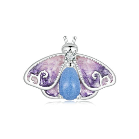 925 Sterling Silver Platinum Plated Luminous Purple Butterfly Beads Charms & Pendants