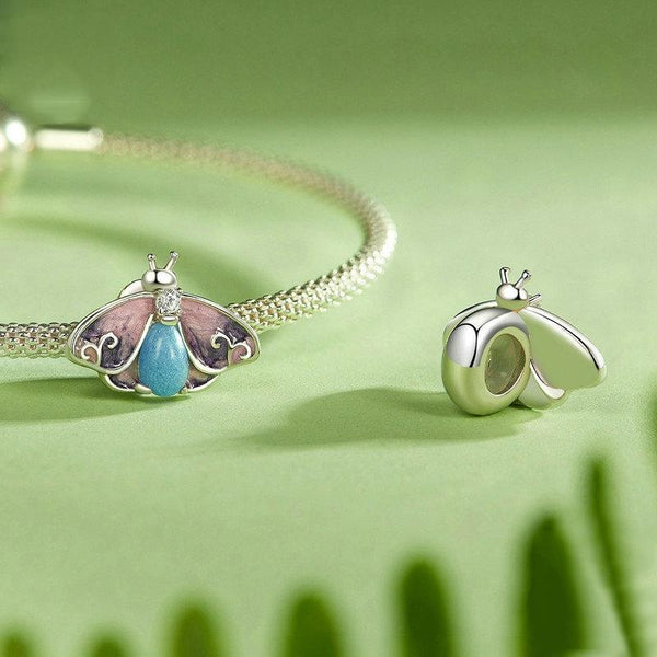 925 Sterling Silver Platinum Plated Luminous Purple Butterfly Beads Charms & Pendants