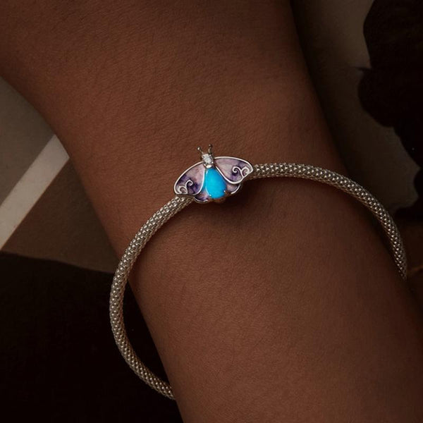 925 Sterling Silver Platinum Plated Luminous Purple Butterfly Beads Charms & Pendants